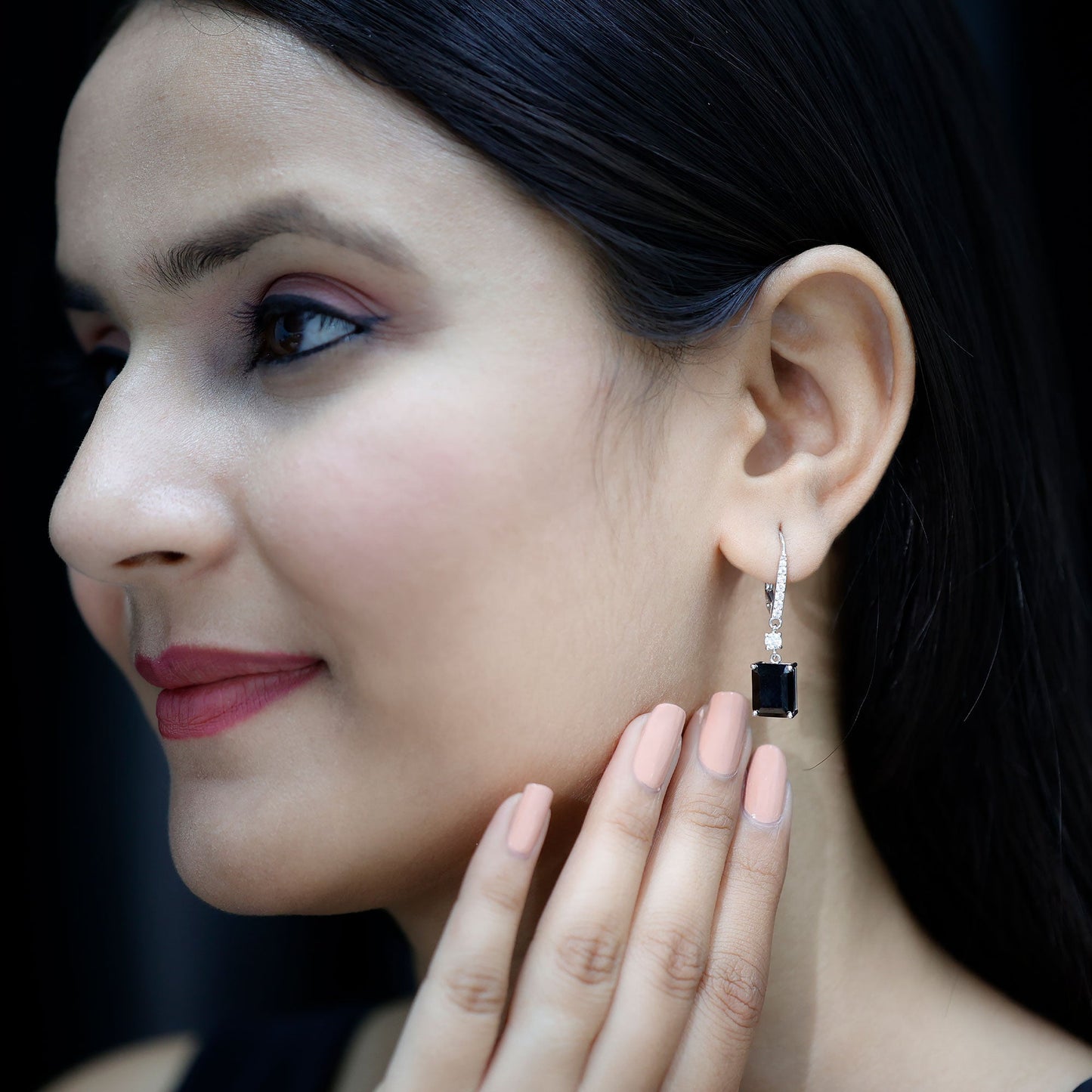 Certified 6 Carat Lab Grown Black Diamond Dangling Earrings