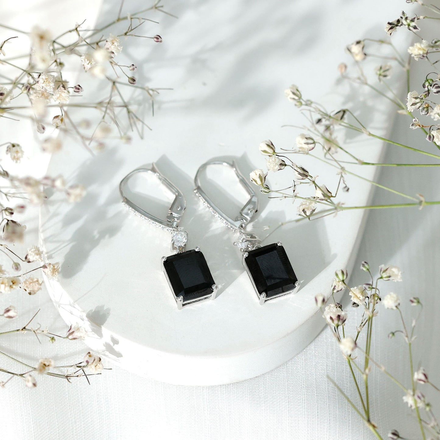 Certified 6 Carat Lab Grown Black Diamond Dangling Earrings