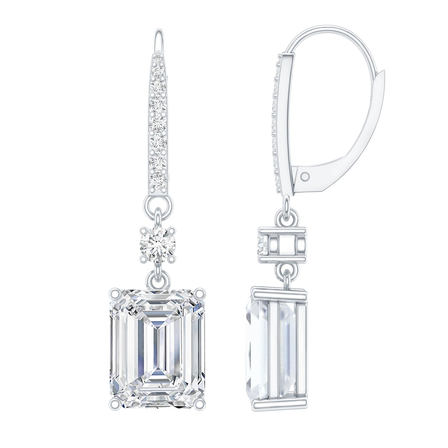 Certified 7 Carat Moissanite Silver Dangle Earrings For Women