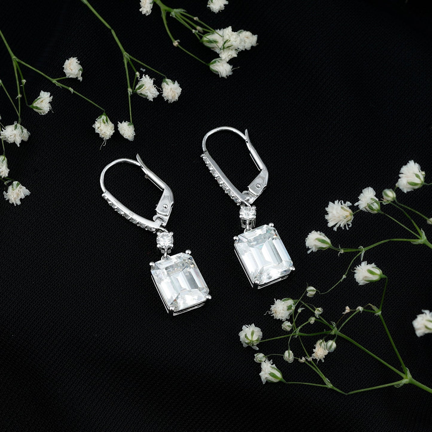 Certified 7 Carat Moissanite Silver Dangle Earrings For Women