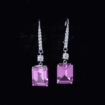 Certified 5.5 Carat Lab Grown Pink Sapphire Bridal Earrings in Silver