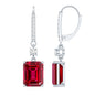 7 Carat Lab Created Ruby Drop Earrings in Sterling Silver