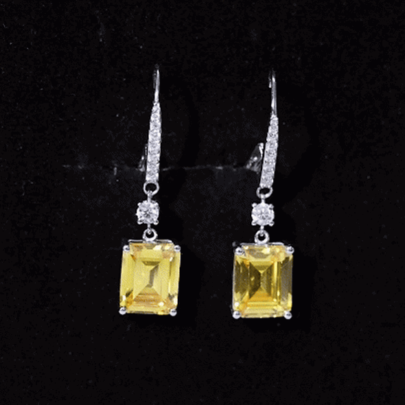 Certified 5.5 Carat Lab Grown Yellow Sapphire Teardrop Dangle Earrings for Women