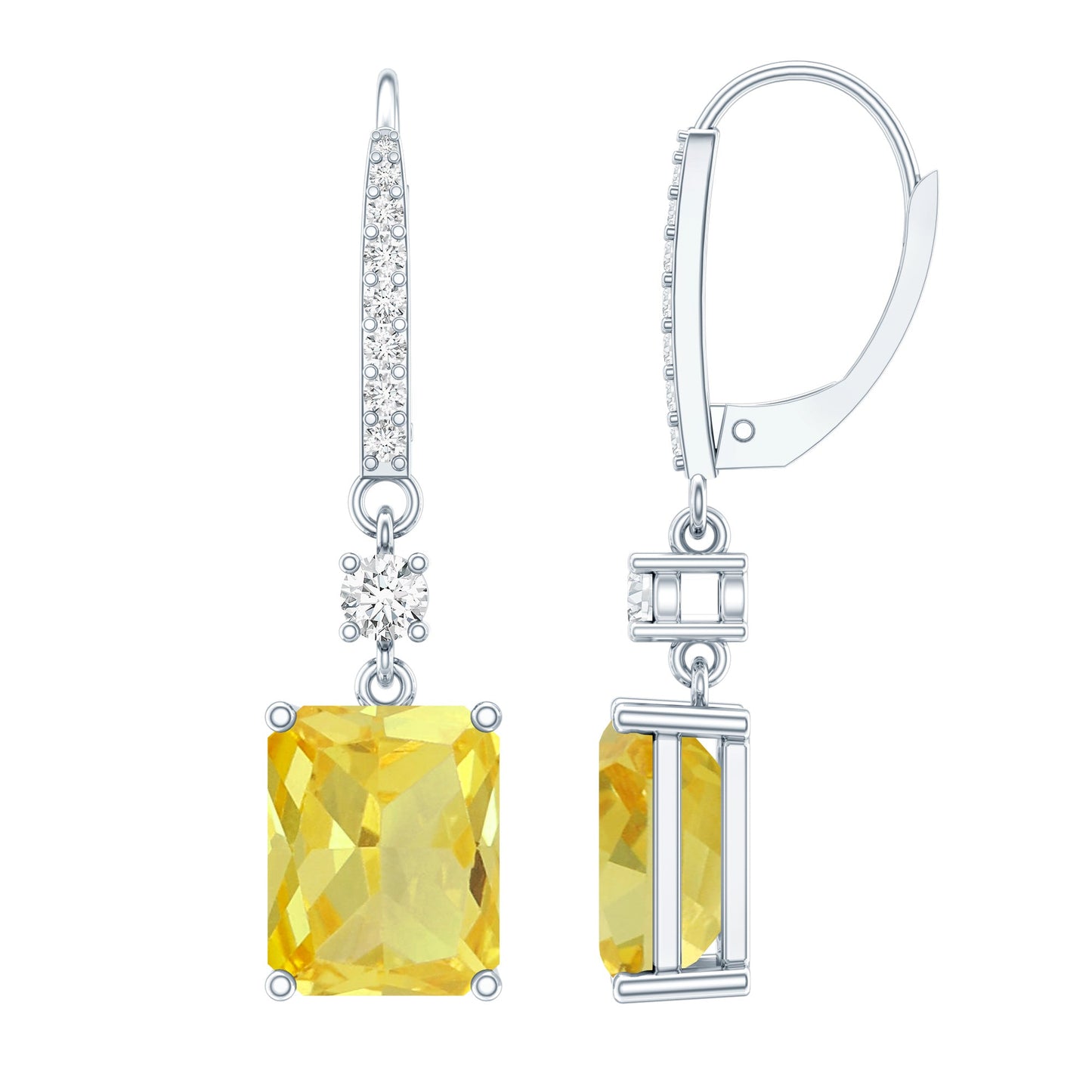 Certified 5.5 Carat Lab Grown Yellow Sapphire Teardrop Dangle Earrings for Women