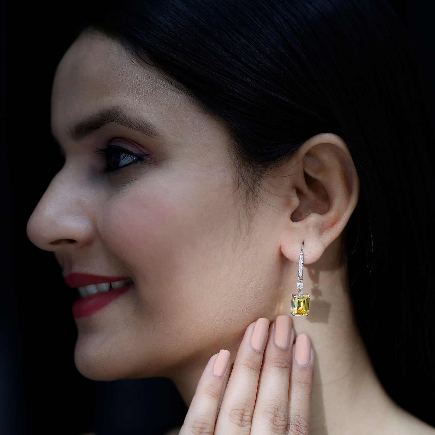 Certified 5.5 Carat Lab Grown Yellow Sapphire Teardrop Dangle Earrings for Women