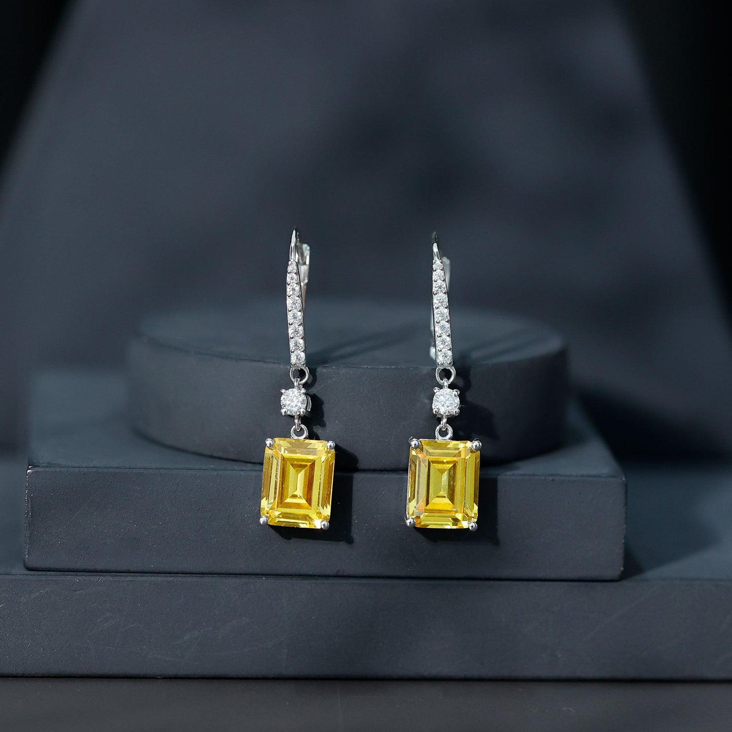 Certified 5.5 Carat Lab Grown Yellow Sapphire Teardrop Dangle Earrings for Women