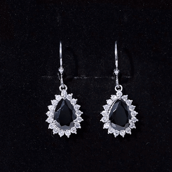 Certified 3.6 Carat Lab Grown Black Diamond Teardrop Dangle Earrings for Women