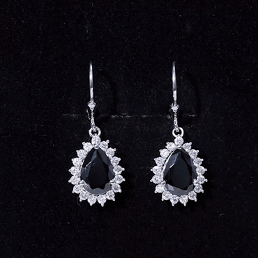Certified 3.6 Carat Lab Grown Black Diamond Teardrop Dangle Earrings for Women