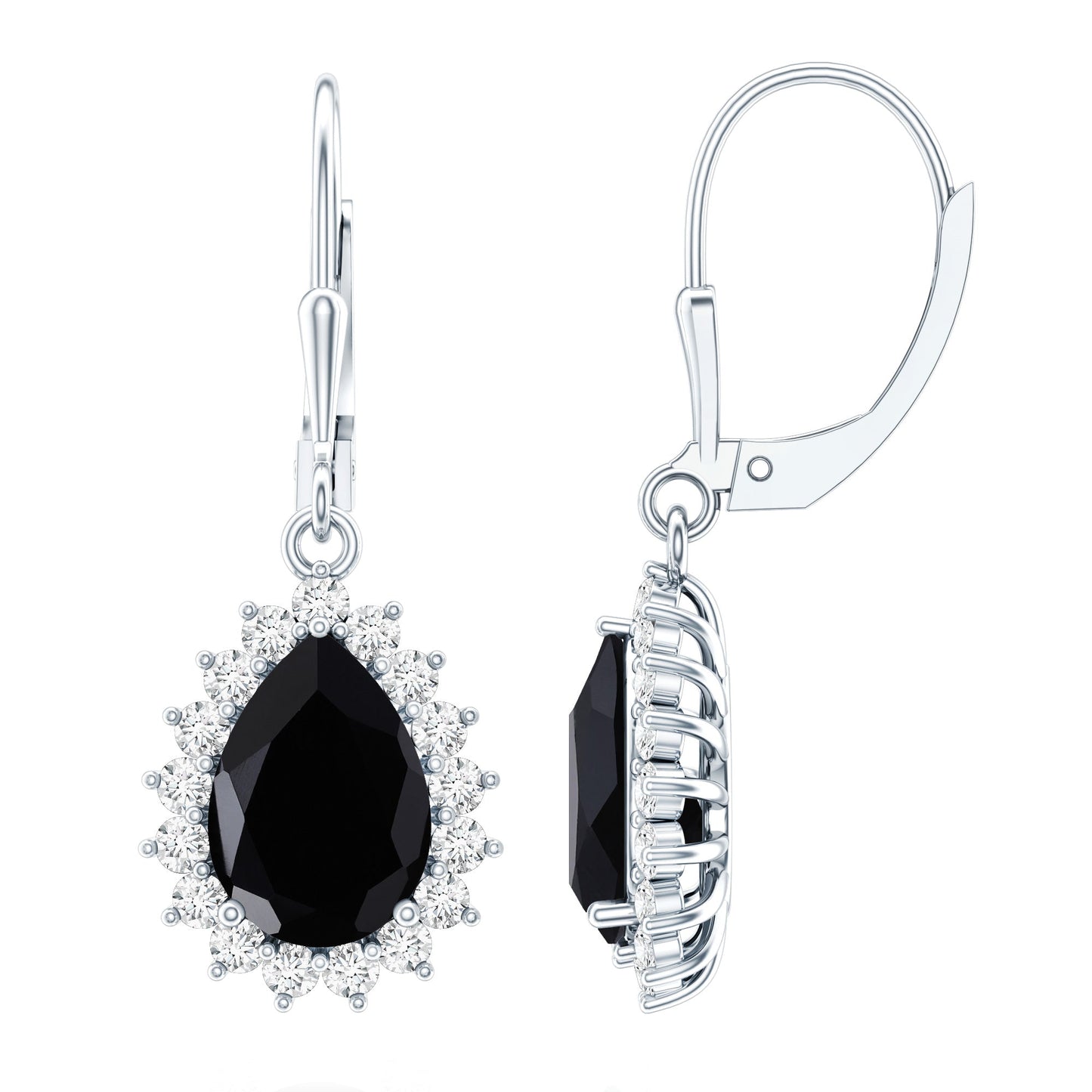 Certified 3.6 Carat Lab Grown Black Diamond Teardrop Dangle Earrings for Women