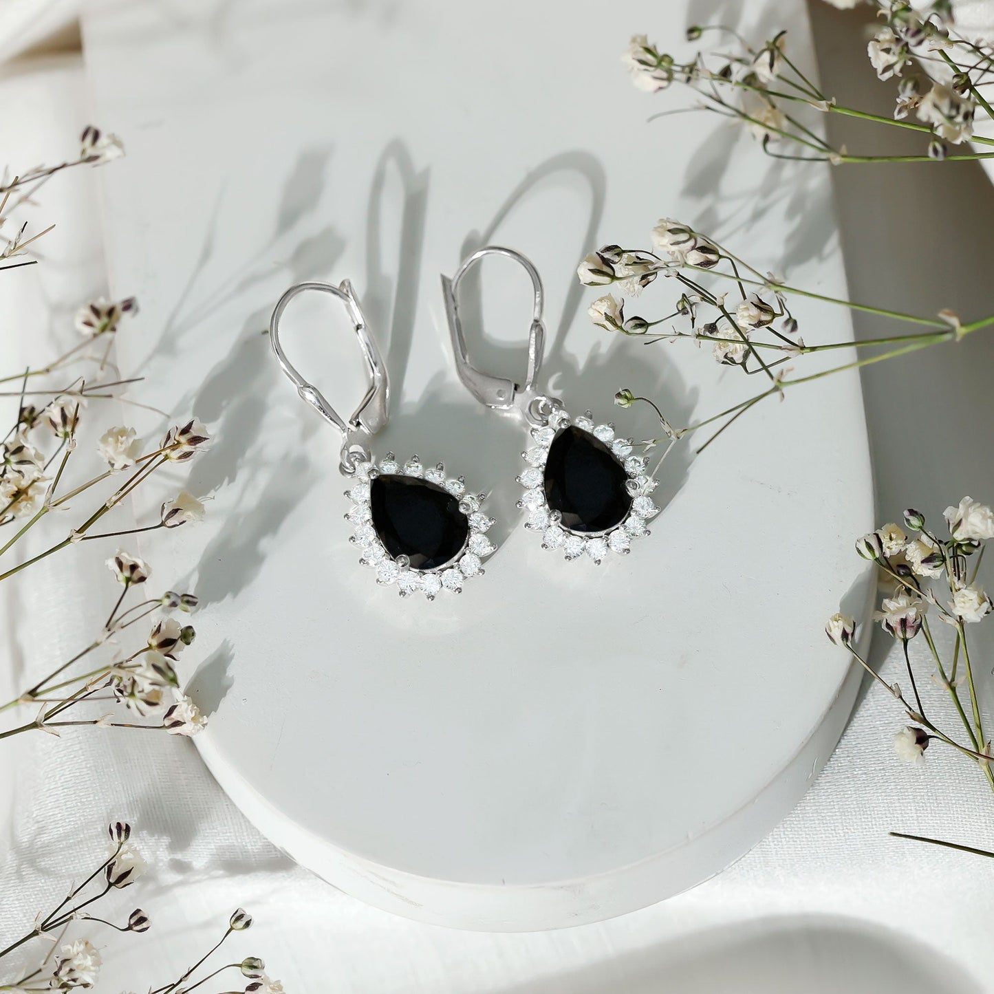 Certified 3.6 Carat Lab Grown Black Diamond Teardrop Dangle Earrings for Women