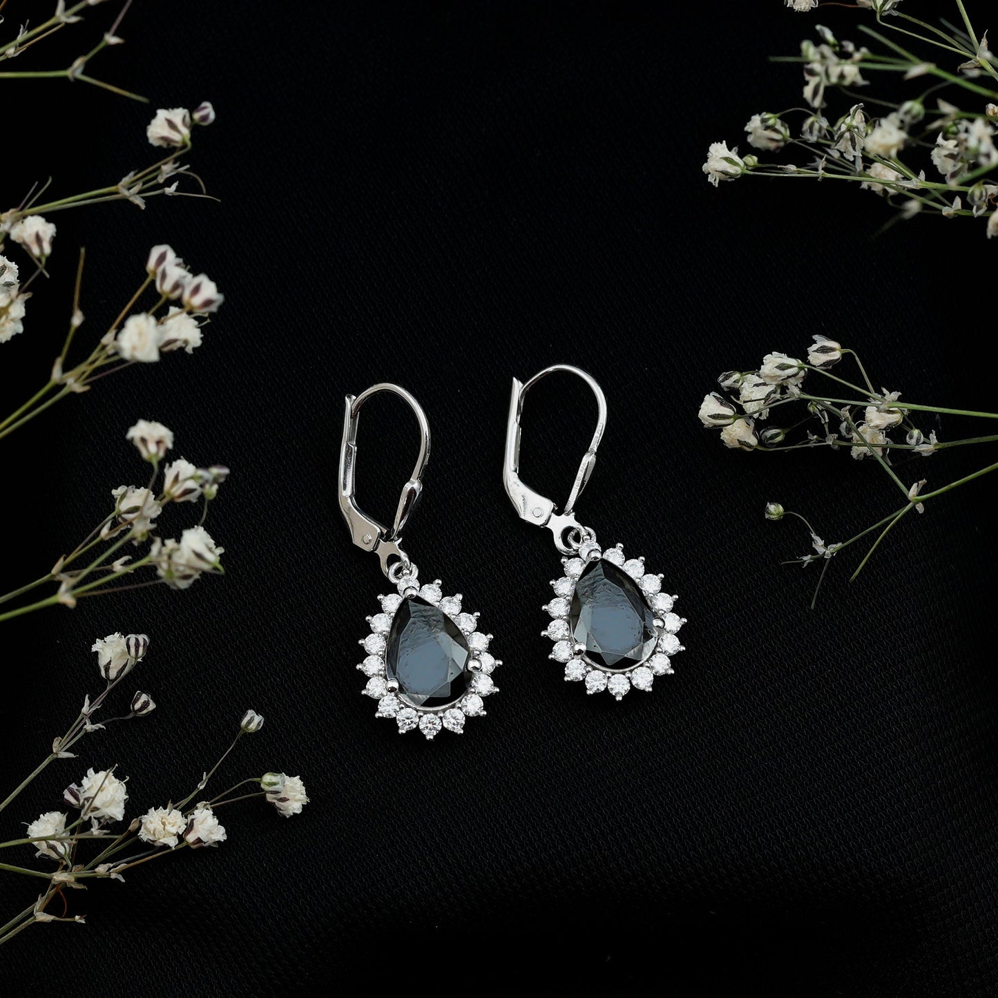 Certified 3.6 Carat Lab Grown Black Diamond Teardrop Dangle Earrings for Women