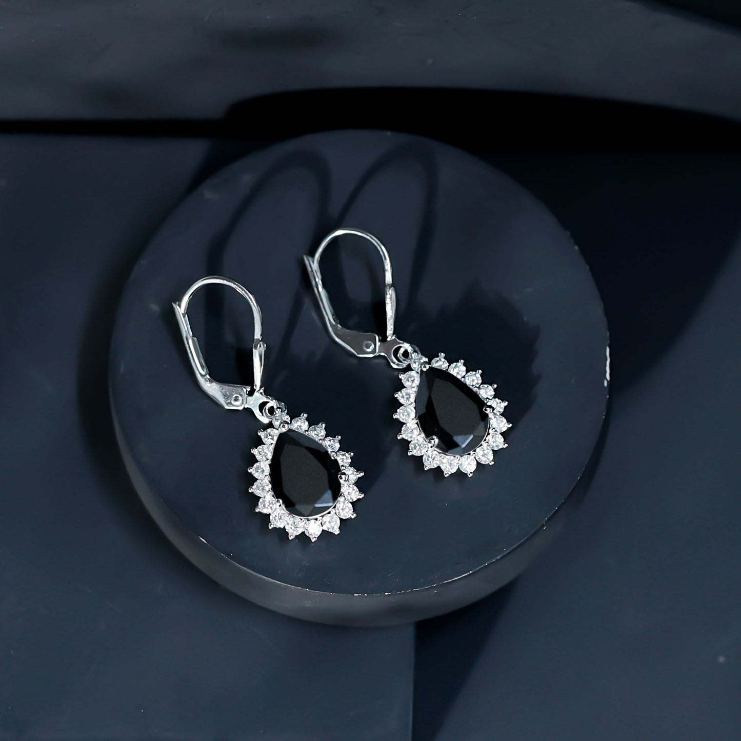 Certified 3.6 Carat Lab Grown Black Diamond Teardrop Dangle Earrings for Women