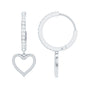 Genuine Diamond Heart Drop Earrings Hoop