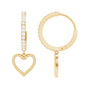 Genuine Diamond Heart Drop Earrings Hoop