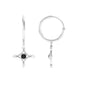 Lab Created Black and White Diamond Star Dangle Hoop Earrings