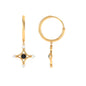Lab Created Black and White Diamond Star Dangle Hoop Earrings