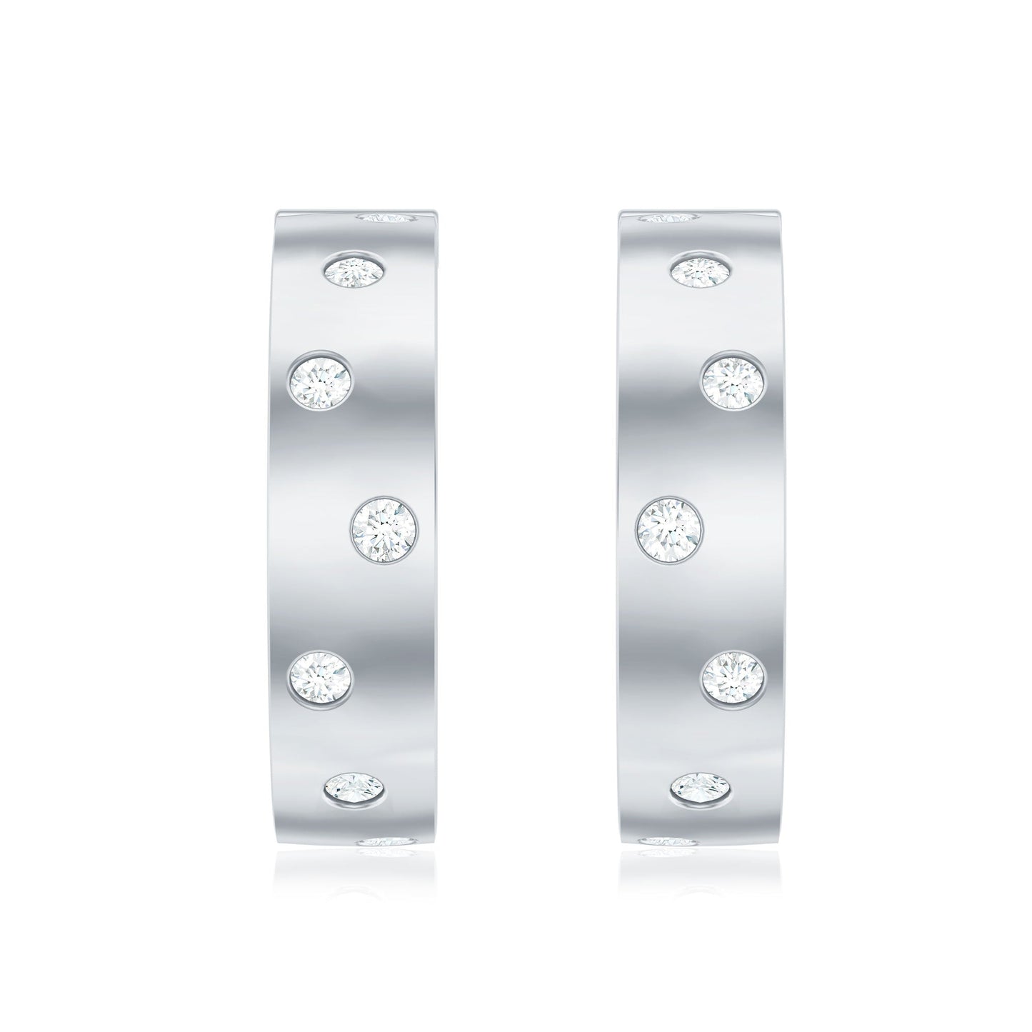 Flush Set Diamond Hoop Earrings For Women