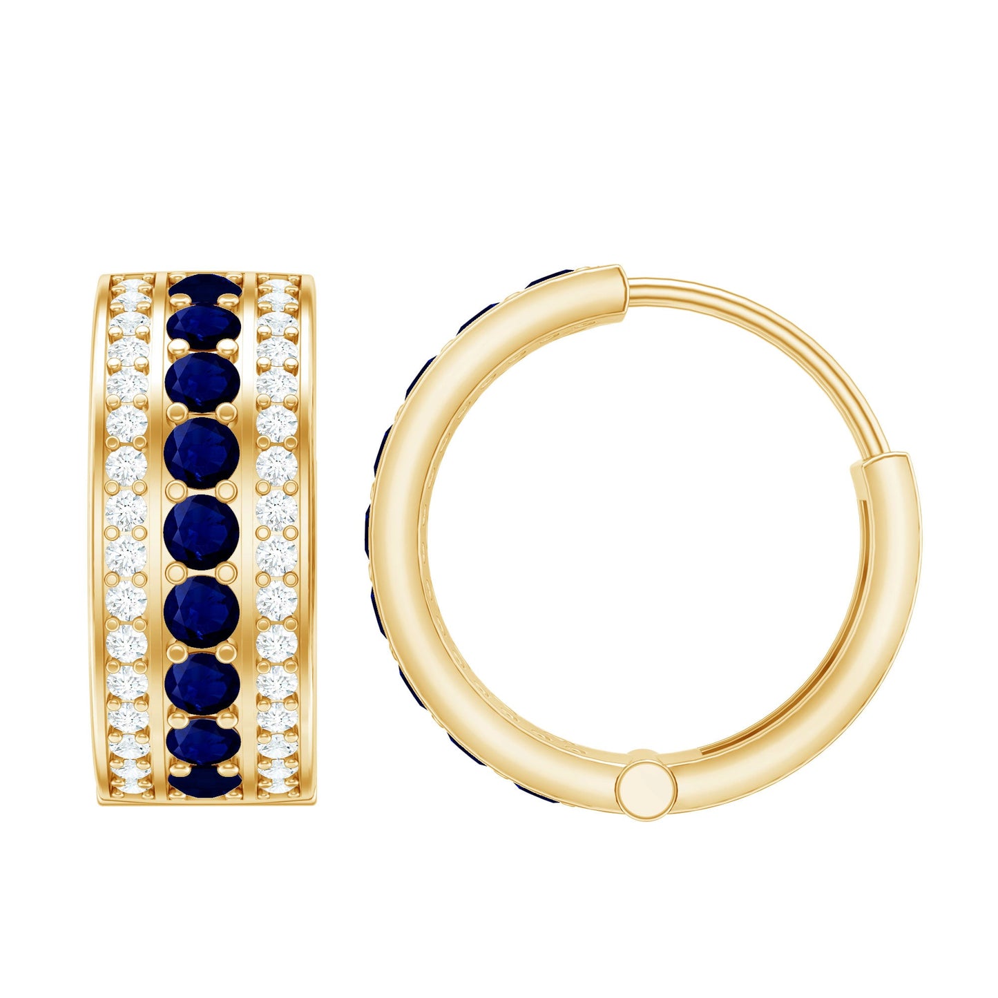 Blue Sapphire and Diamond Statement Hoop Earrings