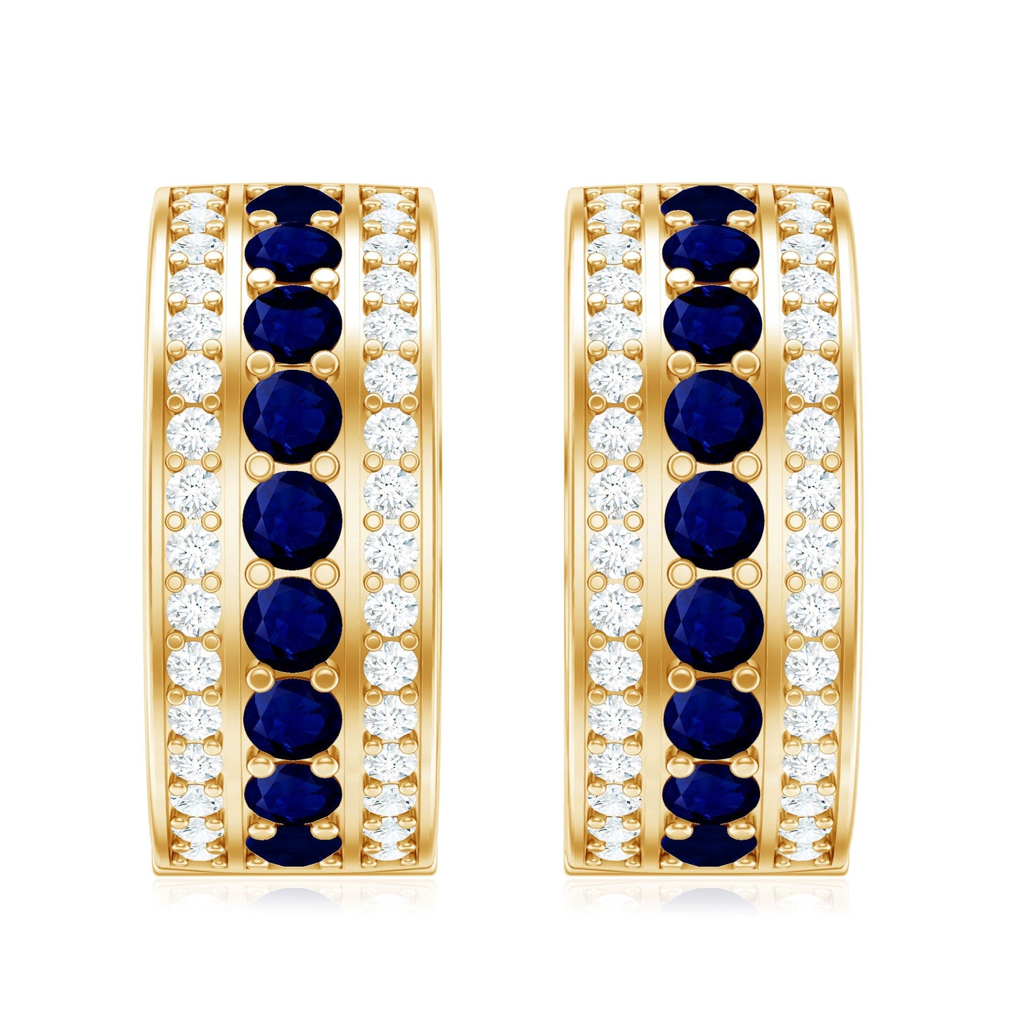 Blue Sapphire and Diamond Statement Hoop Earrings
