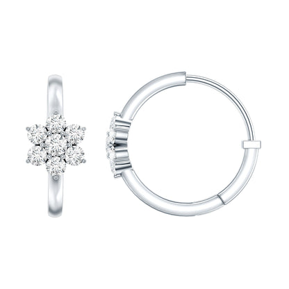 Diamond Flower Hoop Earrings For Her