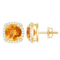 Genuine 2.4 Carat Round Citrine Stud Earrings with Diamond Halo