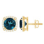 London Blue Topaz and Diamond Halo Stud Earrings