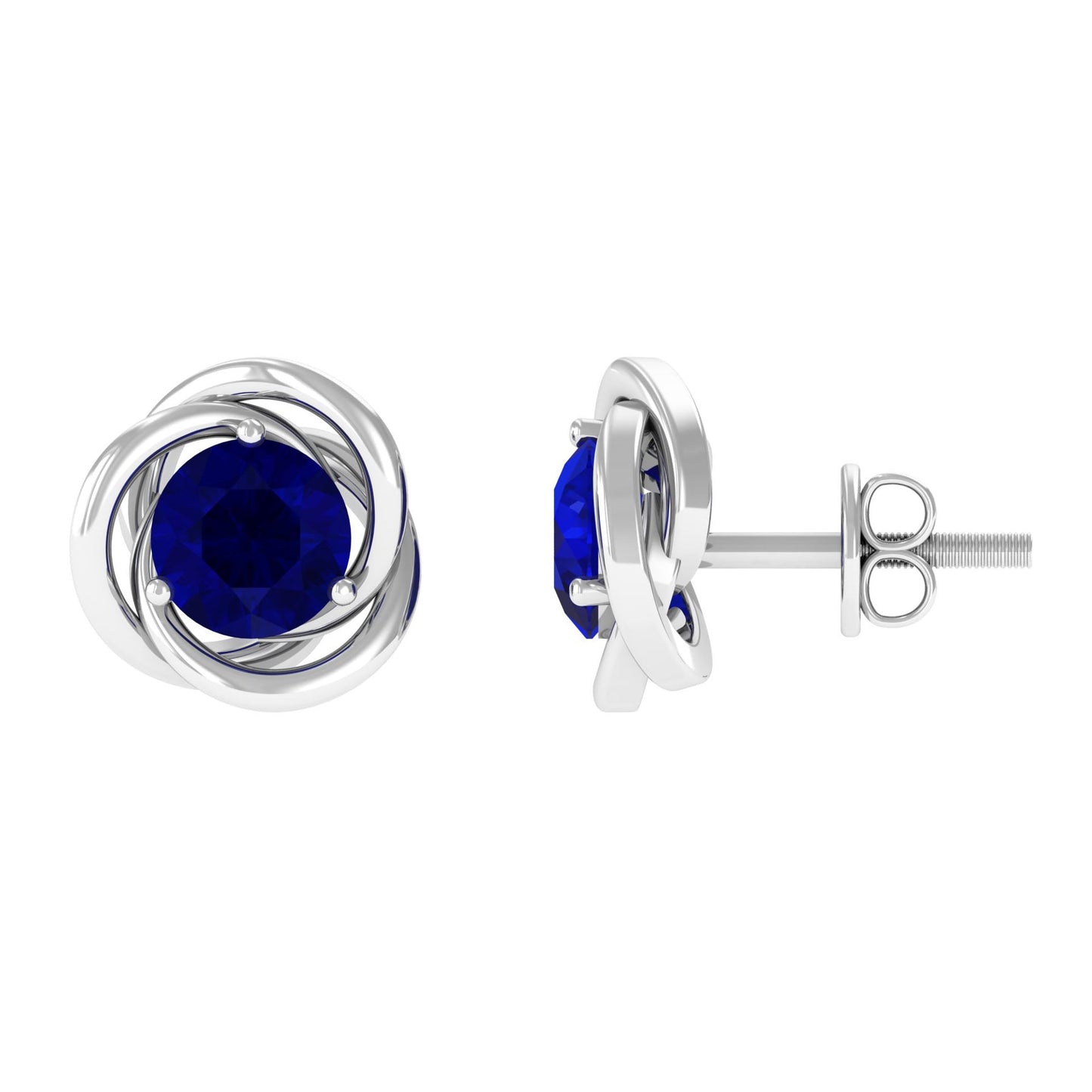 1.9 Carat Natural Blue Sapphire Swirl Stud Earrings