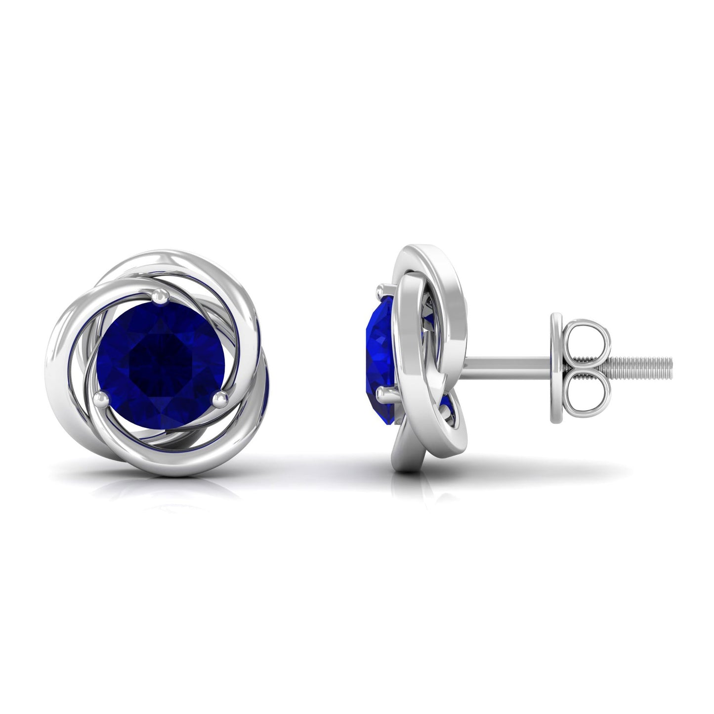 1.9 Carat Natural Blue Sapphire Swirl Stud Earrings