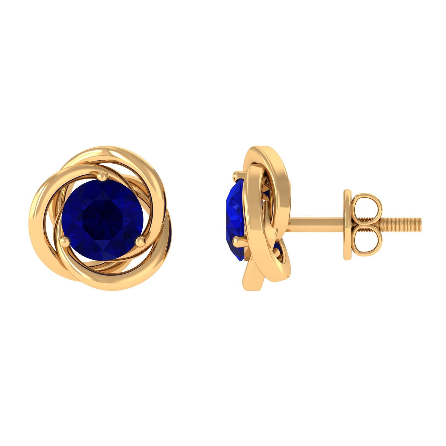 1.9 Carat Natural Blue Sapphire Swirl Stud Earrings