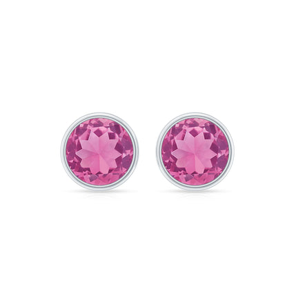 Natural 2.4 Carat Pink Tourmaline Stud Earrings with Screw Back