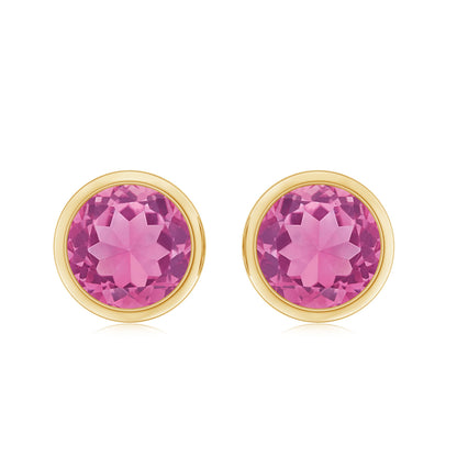 Natural 2.4 Carat Pink Tourmaline Stud Earrings with Screw Back