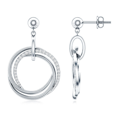 Round Cut Diamond Drop Earring with Screw Back Closure