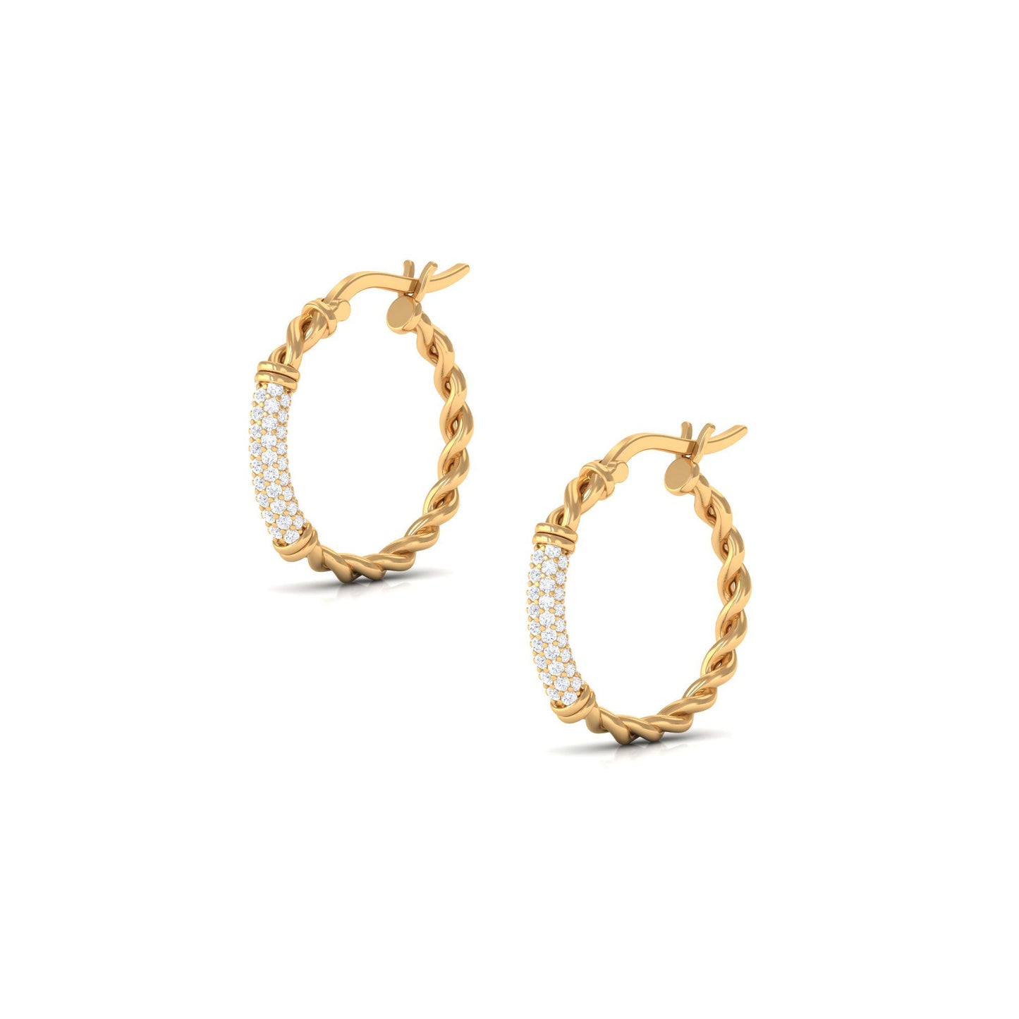 Twisted Rope Hoop Earrings with Diamond
