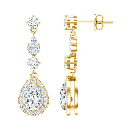 Classic Pear Shape Moissanite Bridal Dangle Earrings