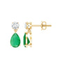 Certified Emerald and Diamond Bridal Teardrop Earrings