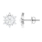 Round Diamond Flower Stud Earrings With Screw Back