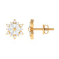 Round Diamond Flower Stud Earrings With Screw Back