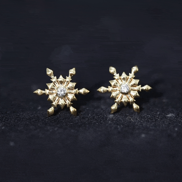 Bezel Set Diamond Snowflake Stud Earrings
