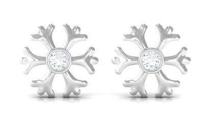 Minimal Diamond Snowflake Earrings with Screw Back