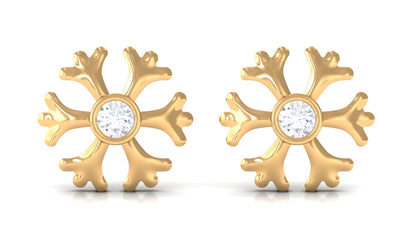 Minimal Diamond Snowflake Earrings with Screw Back