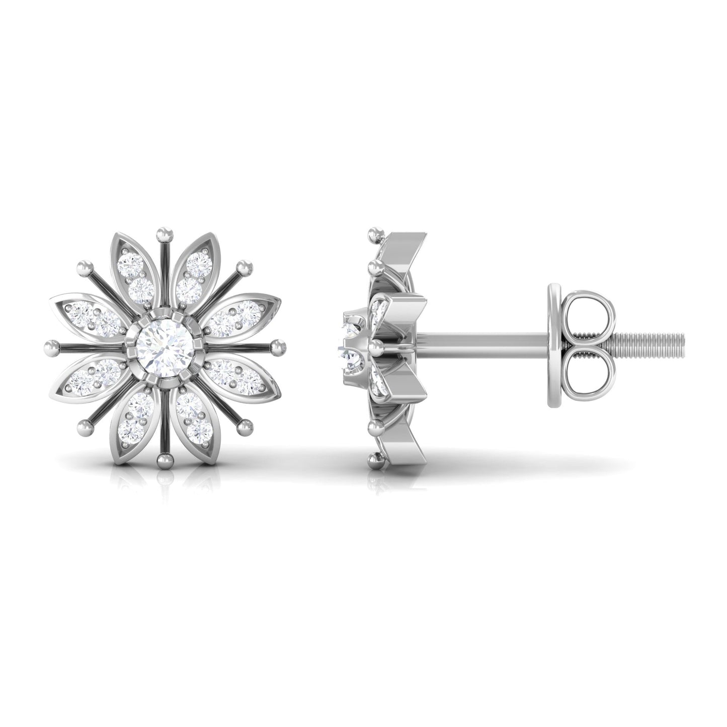 Certified Real Diamond Snowflake Earrings for Christmas