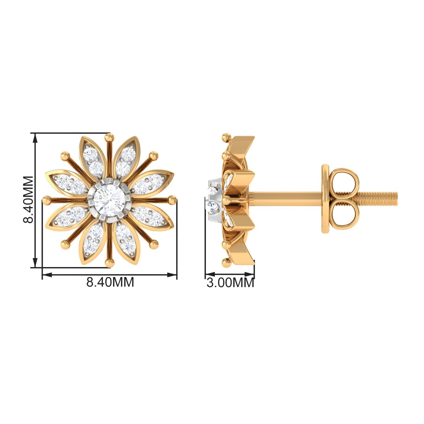Certified Real Diamond Snowflake Earrings for Christmas