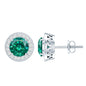 Lab Created Emerald and Diamond Wedding Stud Earrings