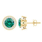 Lab Created Emerald and Diamond Wedding Stud Earrings