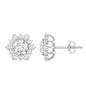Certified Moissanite Floral Stud Earrings with Halo