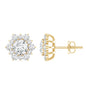 Certified Moissanite Floral Stud Earrings with Halo
