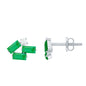 Baguette Cut Emerald and Diamond Cluster Stud Earrings