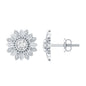 Diamond Sunflower Stud Earrings For Her