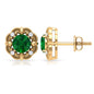 Vintage Inspired Emerald Diamond Earrings with Screw Back