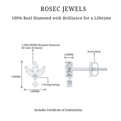 Genuine Diamond Lotus Flower Earrings for Women